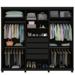Guarda Roupa Casal 6 Portas Com Espelho Absolut New Ripado Grafite