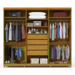 Guarda Roupa Casal 6 Portas Com Espelho Absolut New Ripado Naturale E Off White