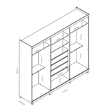 Guarda Roupa Casal 6 Portas Com Espelho Absolut New Ripado Naturale E Off White