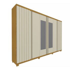Guarda Roupa Casal 6 Portas Com Espelho Absolut New Ripado Naturale E Off White