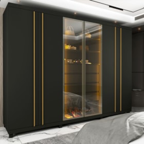 Guarda Roupas Casal 6 Portas De Bater Com Led Absolut New Reflecta - Grafite