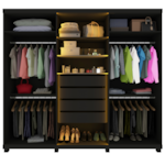 Guarda Roupas Casal 6 Portas De Bater Com Led Absolut New Reflecta - Grafite