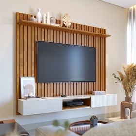 Home Para TV Até 50 Polegadas Loft Ripado - Nature E Off White