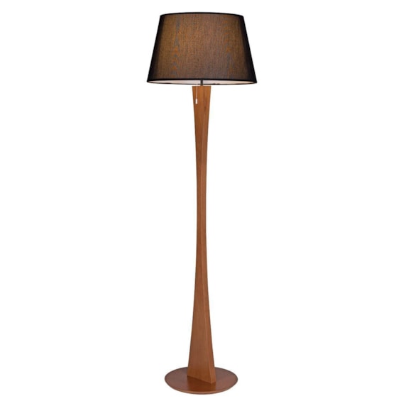Luminária Blodgett em Madeira e Metal - Castanho/Cotton Black