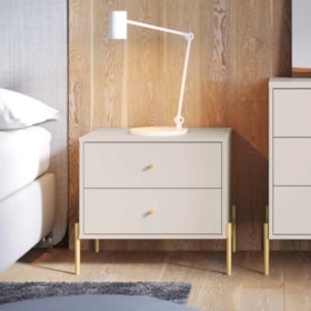 Mesa De Cabeceira 2 Gavetas Jasper Off White - Outlet