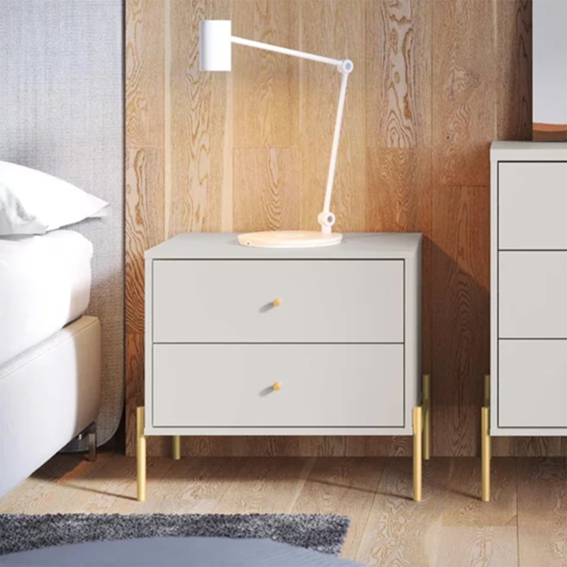 Mesa de Cabeceira Jasper C/ 2 Gavetas - Branco - Outlet