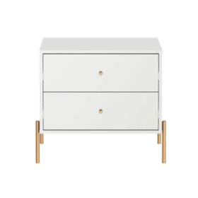 Mesa de Cabeceira Jasper C/ 2 Gavetas - Branco - Outlet