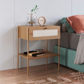 Mesa De Cabeceira Oslo 1 Gaveta Com Pés Metálicos