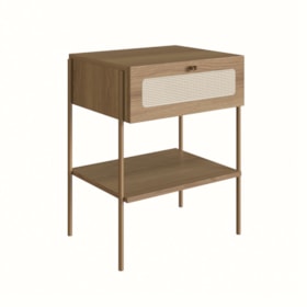Mesa De Cabeceira Oslo 1 Gaveta Com Pés Metálicos