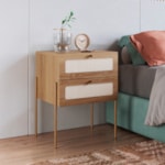 Mesa De Cabeceira Oslo 2 Gavetas Com Pés Metálicos