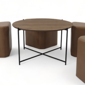 Mesa De Centro Redonda Sallad Em Aço Carbono