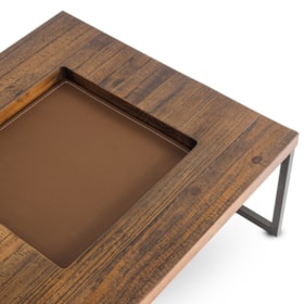 Mesa de Centro Tiziana em Madeira Maciça 70 cm - Grafite/Rustic Brown