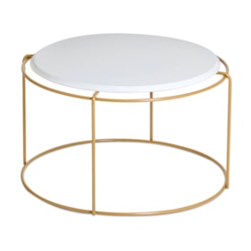 Mesa De Centro Valenza - Branco E Dourado