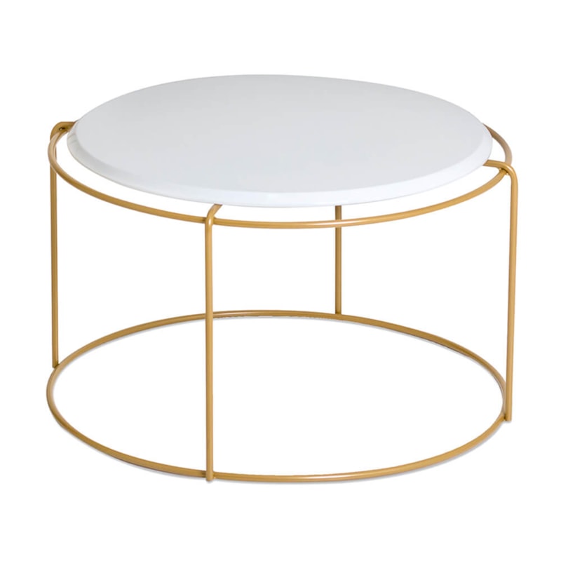 Mesa De Centro Valenza - Branco E Dourado