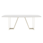 Mesa De Jantar Albany 8 Lugares Com Tampo De Madeira E Vidro - Off White E Champanhe