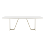 Mesa De Jantar Albany 8 Lugares Com Tampo De Madeira E Vidro - Off White E Champanhe