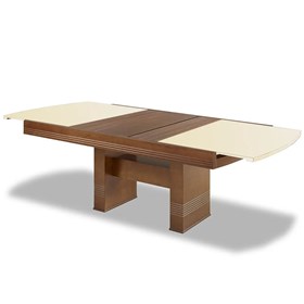 Mesa de Jantar C/Vidro Extensível Atlanta 162cm em Madeira Maciça