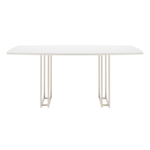 Mesa De Jantar Line Com Tampo De Madeira E Vidro - Off White E Champanhe