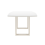 Mesa De Jantar Line Com Tampo De Vidro - Off White E Champanhe