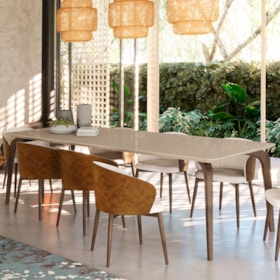 Mesa De Jantar Margot Com Tampo De Vidro Branco
