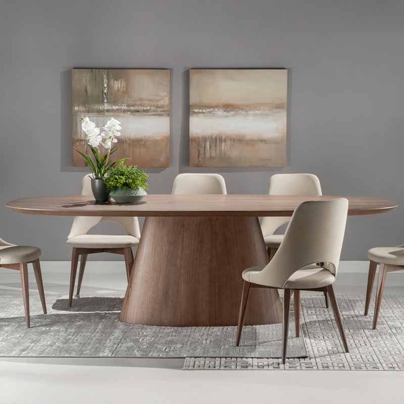 Mesa De Jantar Mother Oval Com Tampo Laminado