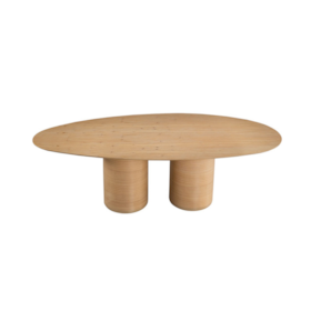 Mesa De Jantar Oval Sharp Com Base Dupla E Tampo Laminado Palha