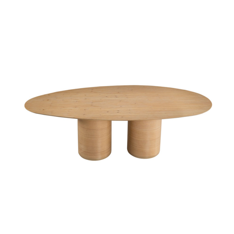 Mesa De Jantar Oval Sharp Com Base Dupla E Tampo Laminado Palha