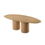Mesa De Jantar Oval Sharp Com Base Dupla E Tampo Laminado Palha