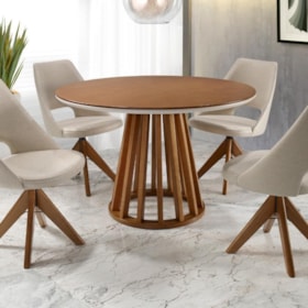 Mesa de Jantar Patterson C/ Tampo em Madeira 140 cm
