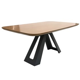 Mesa de jantar efeito madeira escura e pés pretos 160 x 90 cm