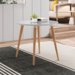 Mesa De Jantar Redonda Livorno Com Tampo De Vidro 90cm
