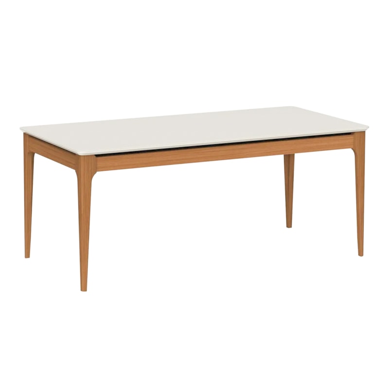 Mesa De Jantar Retangular Addar Com Tampo De Vidro Off White 180cm - Outlet