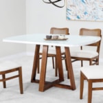 Mesa De Jantar Retangular Canyelles Com Tampo De Vidro Branco