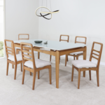 Mesa De Jantar Retangular Guarapuava Com Tampo De Vidro Branco