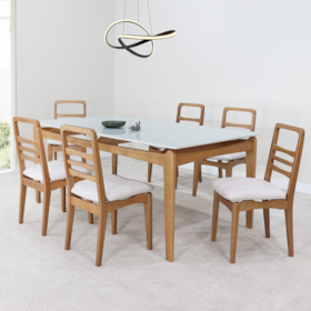 Mesa De Jantar Retangular Guarapuava Com Tampo De Vidro Branco