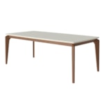 Mesa De Jantar Retangular Lauren Com Tampo De Vidro 210cm - Natural/Off White - Outlet