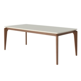 Mesa De Jantar Retangular Lauren Com Tampo De Vidro 210cm - Natural/Off White - Outlet