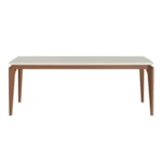 Mesa De Jantar Retangular Lauren Com Tampo De Vidro 210cm - Natural/Off White - Outlet