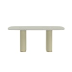 Mesa De Jantar Retangular Lintz 180cm Com Tampo De Vidro Off White E Dourado - Outlet