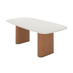 Mesa De Jantar Retangular Lintz Com Tampo De Vidro Off White E Caramelo