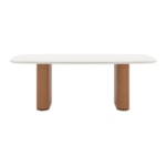 Mesa De Jantar Retangular Lintz Com Tampo De Vidro Off White E Caramelo