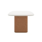 Mesa De Jantar Retangular Lintz Com Tampo De Vidro Off White E Caramelo