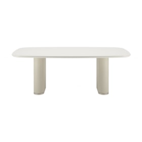 Mesa De Jantar Retangular Lintz Com Tampo De Vidro Off White E Champanhe