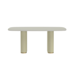 Mesa De Jantar Retangular Lintz Com Tampo De Vidro Off White E Dourado