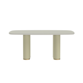 Mesa De Jantar Retangular Lintz Com Tampo De Vidro Off White E Dourado