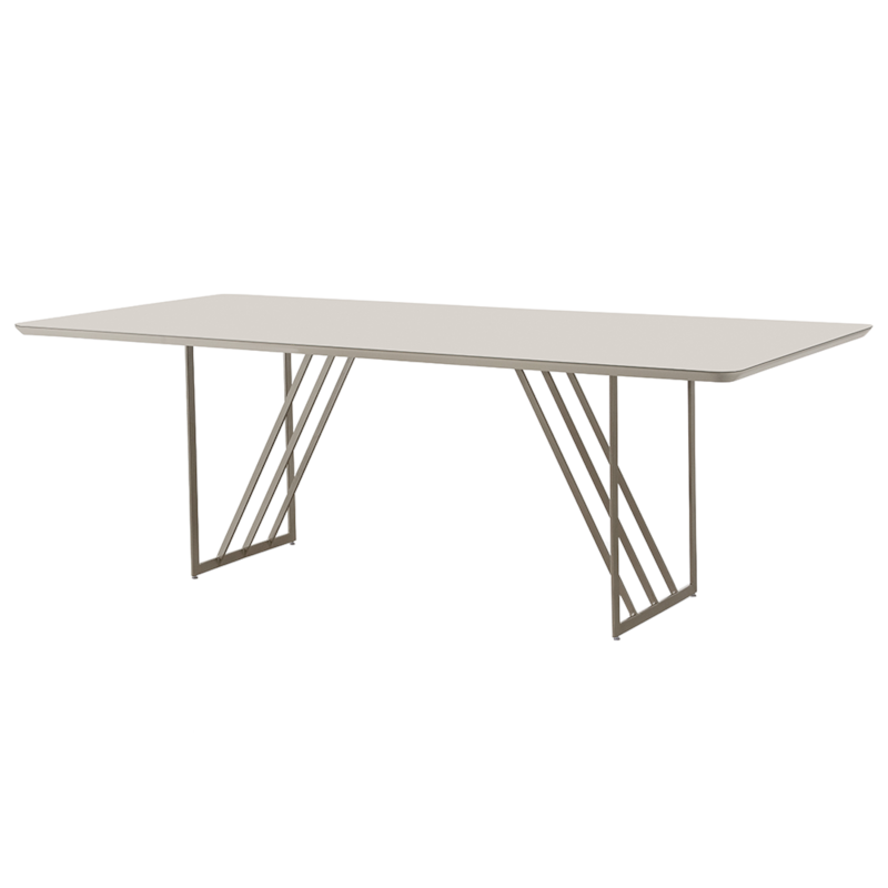 Mesa De Jantar Retangular Revlou Em Aço Carbono Champanhe