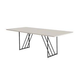 Mesa De Jantar Retangular Revlou Em Aço Carbono Preto