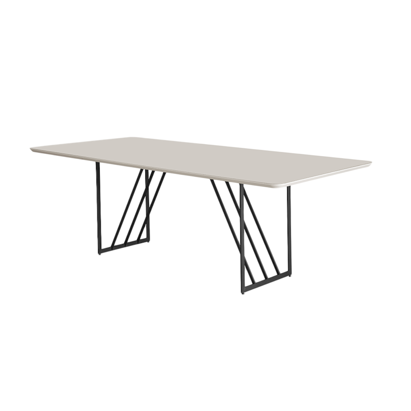 Mesa De Jantar Retangular Revlou Em Aço Carbono Preto