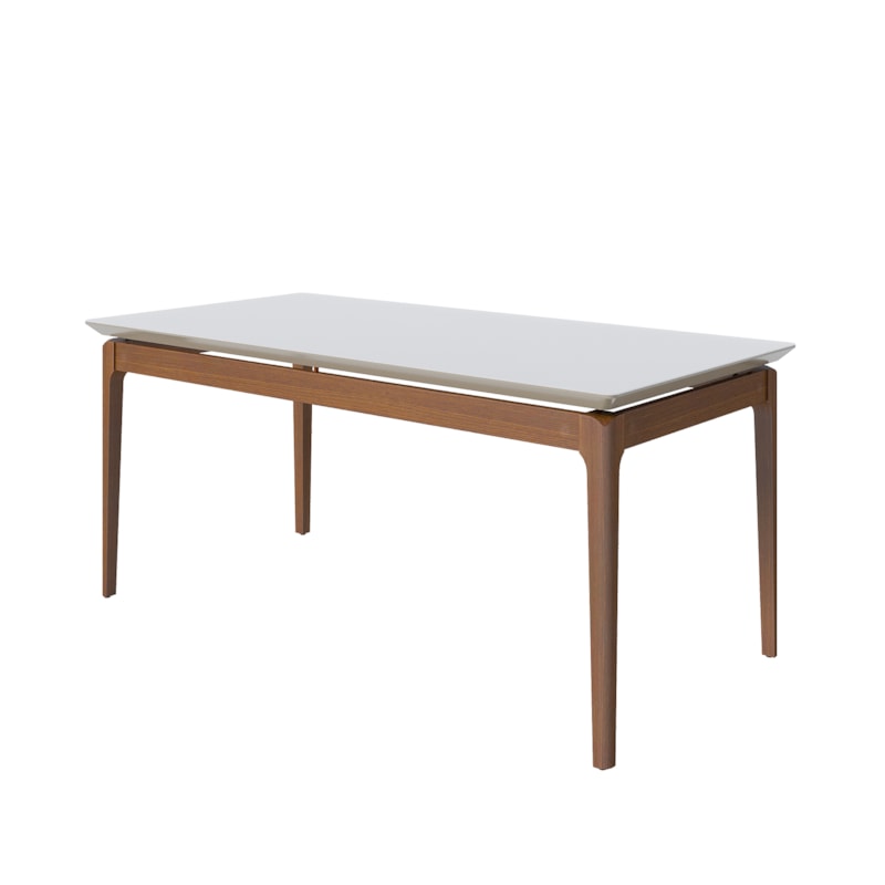 Mesa de Jantar Retangular Wind Nature Com Tampo de Vidro Off White