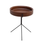 Mesa Lateral Alive Em Aço Carbono E Madeira Maciça